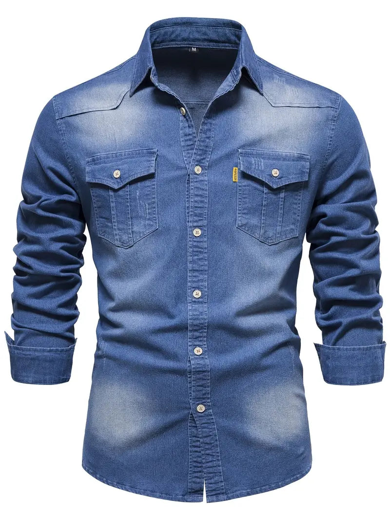 Mode Outlet | Elastisch Katoenen Denim Overhemd – Stijlvol & Comfortabel