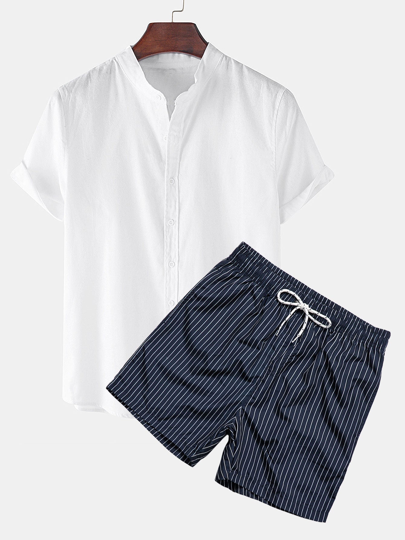 LUCA | Luchtig Korte Mouwen Shirt & Gestreepte Zwembroek Set – Stijlvol & Comfortabel