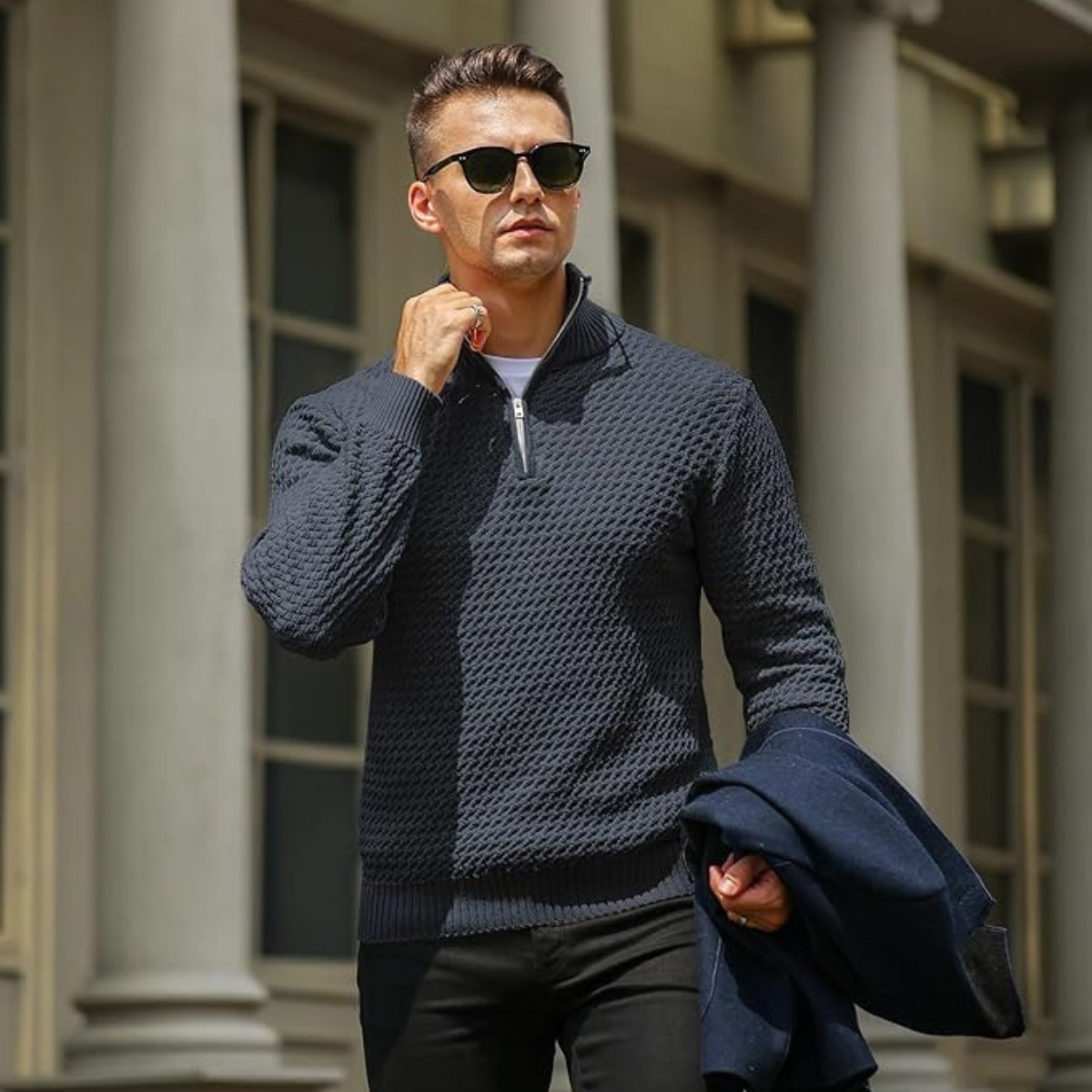 Heren Luxe Trui met Halve Rits – Moderne, Verzorgde Look