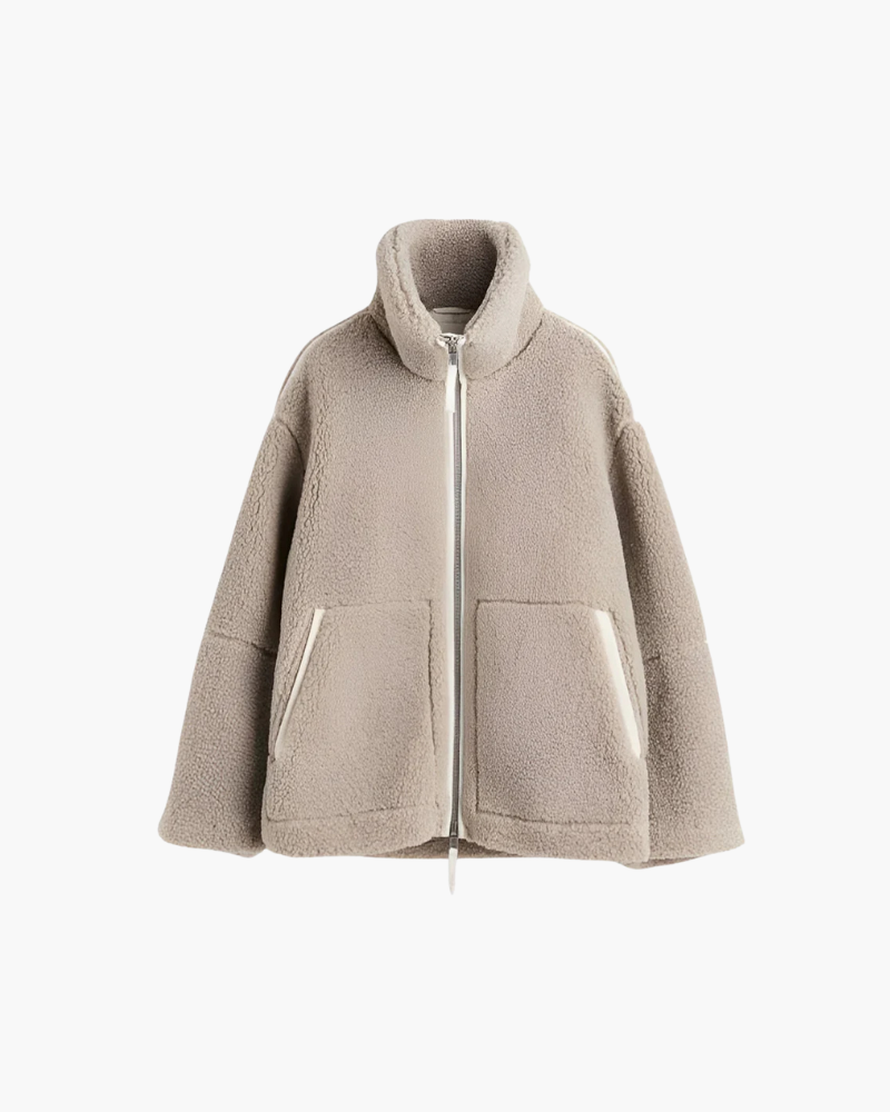 Dames Sherpa Fleecetrui – Met Hoge Kraag en Ritssluiting
