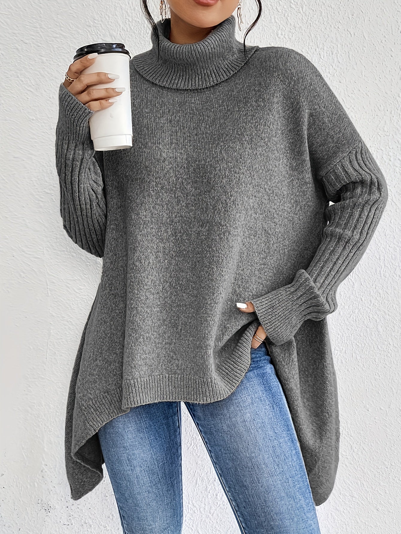 Dames coltrui | Oversized model met hoge kraag en moderne pasvorm