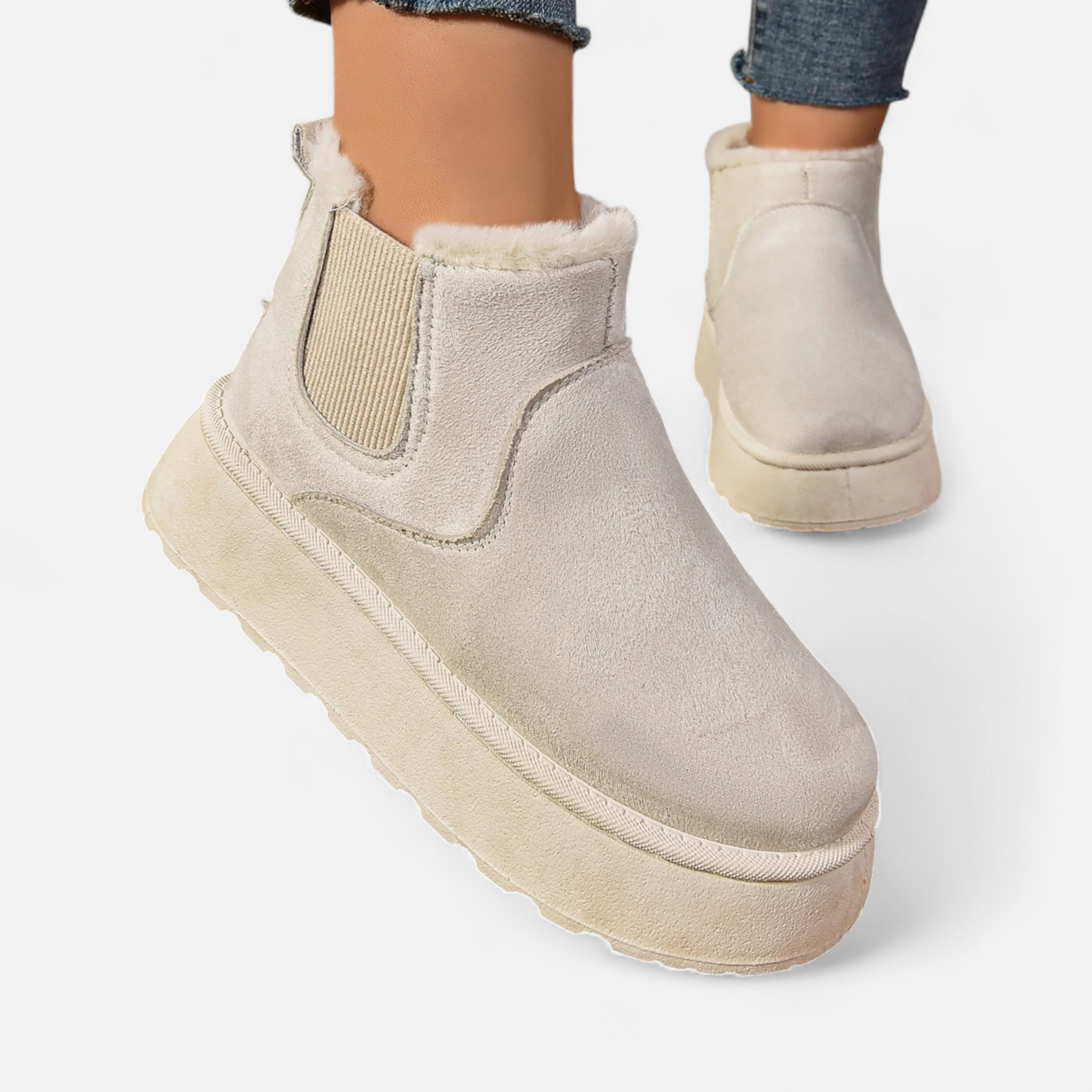 Dames Enkellaarsjes Winter | Zacht gevoerd met plateauzool