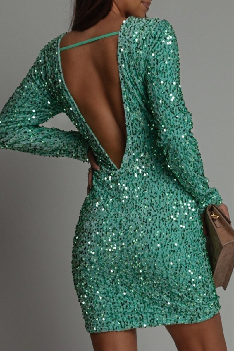 Isabella | Chique Backless Glitter Feestjurk
