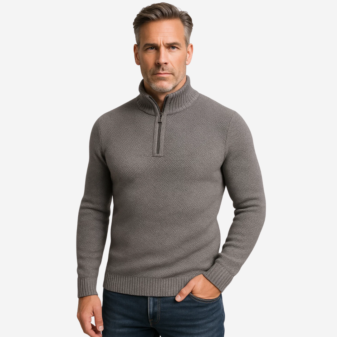 Gebreide Half-Zip Thermo Heren Trui | Warme Fleecevoering voor de Winter