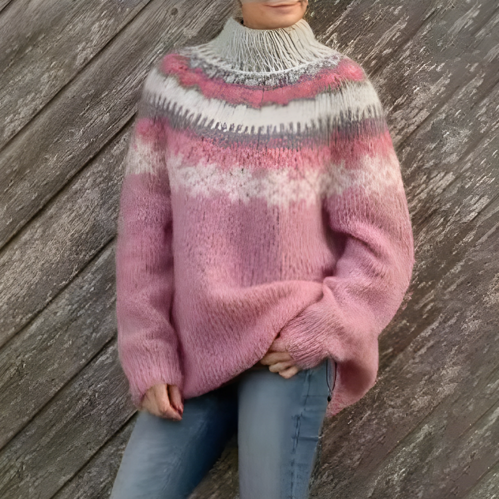 Dames Trui met Nordic Fair Isle Patroon en Warme Winterstijl