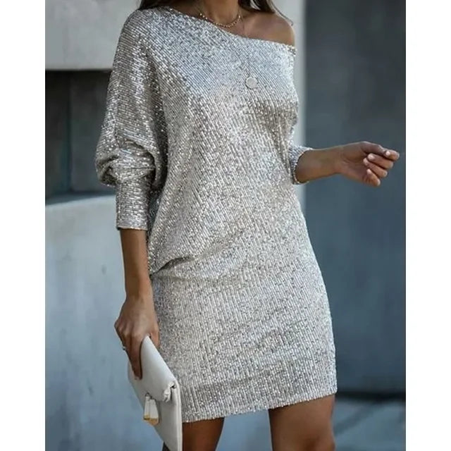 NOVA | Glanzend One-Shoulder Minijurk – Stijlvol & Verleidelijk
