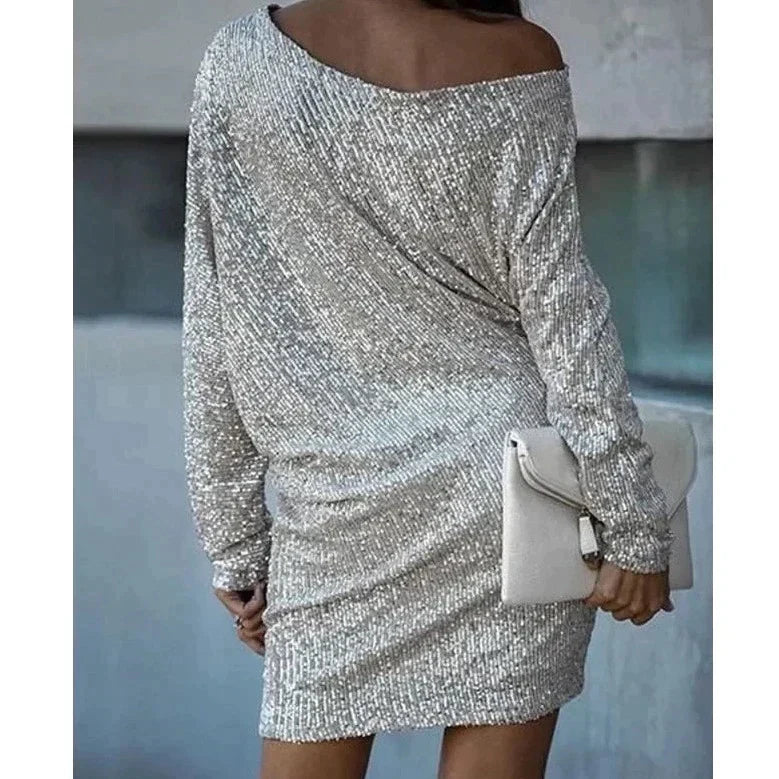 NOVA | Glanzend One-Shoulder Minijurk – Stijlvol & Verleidelijk