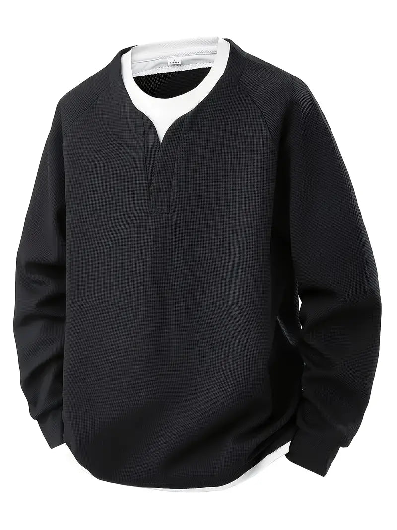 Heren longsleeve – 2-in-1 shirt met waffle knit en ingebouwde laag