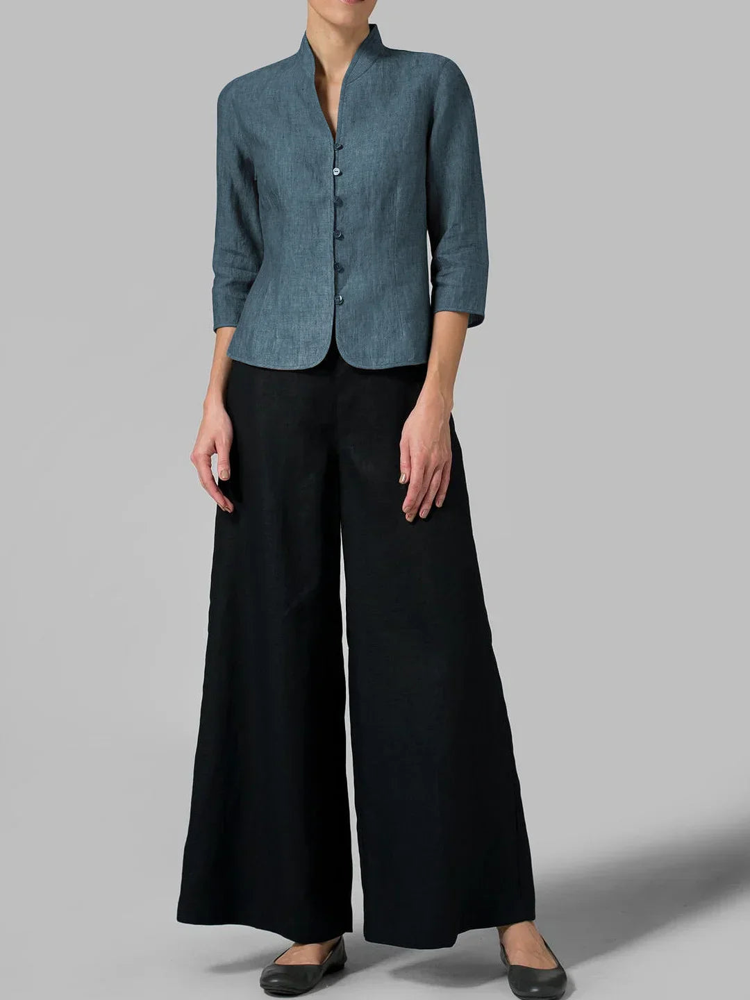 Leona | Stijlvolle Damesblouse met Hoge Kraag – Elegant, Luchtig & Tijdloos