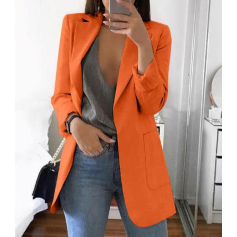 Dames Blazer met Lange Mouwen – Formeel en Stijlvol voor Werk en Gelegenheden