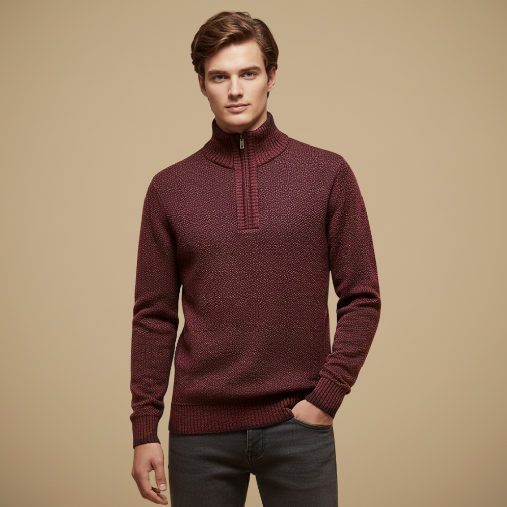 Heren Half-Zip Trui met Col | Moderne Pasvorm en Verzorgde Uitstraling