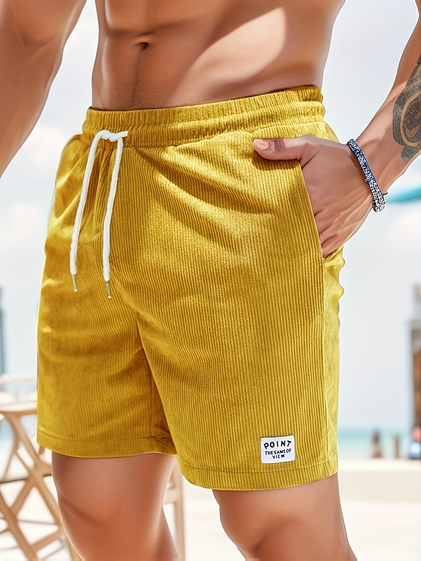 De Mode Outlet | Heren Kord Shorts met Elastische Taille