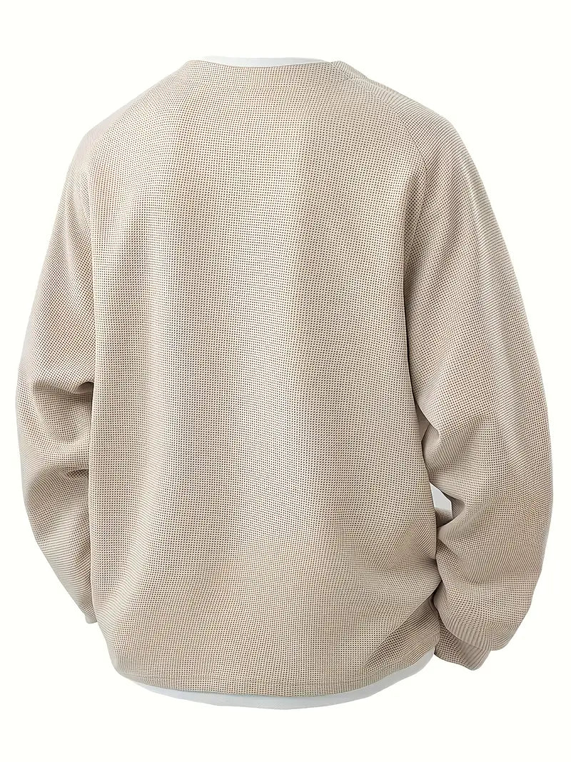 Heren longsleeve – 2-in-1 shirt met waffle knit en ingebouwde laag