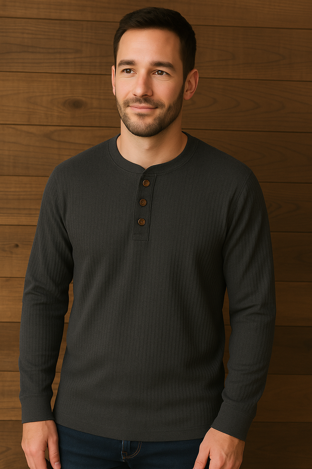 Heren Henley shirt | Casual longsleeve met knoopsluiting