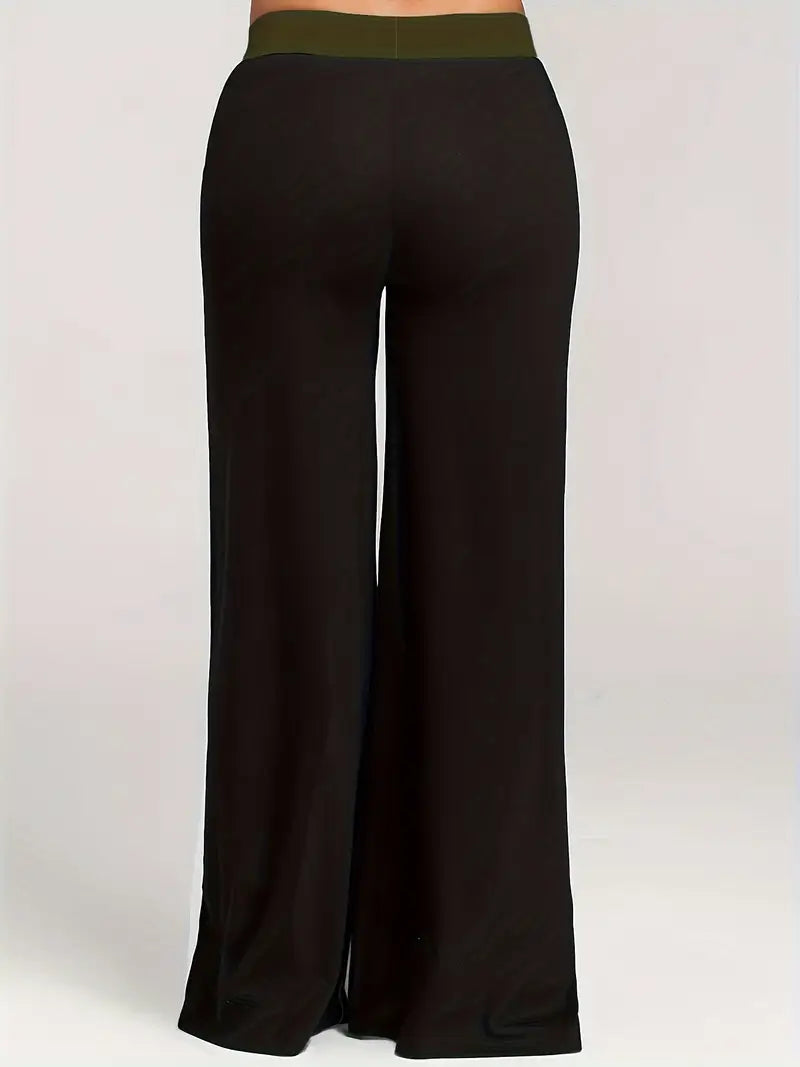 Mode Outlet | Stijlvolle Broek met Wijde Pijpen – Trendy Kleurblokdesign