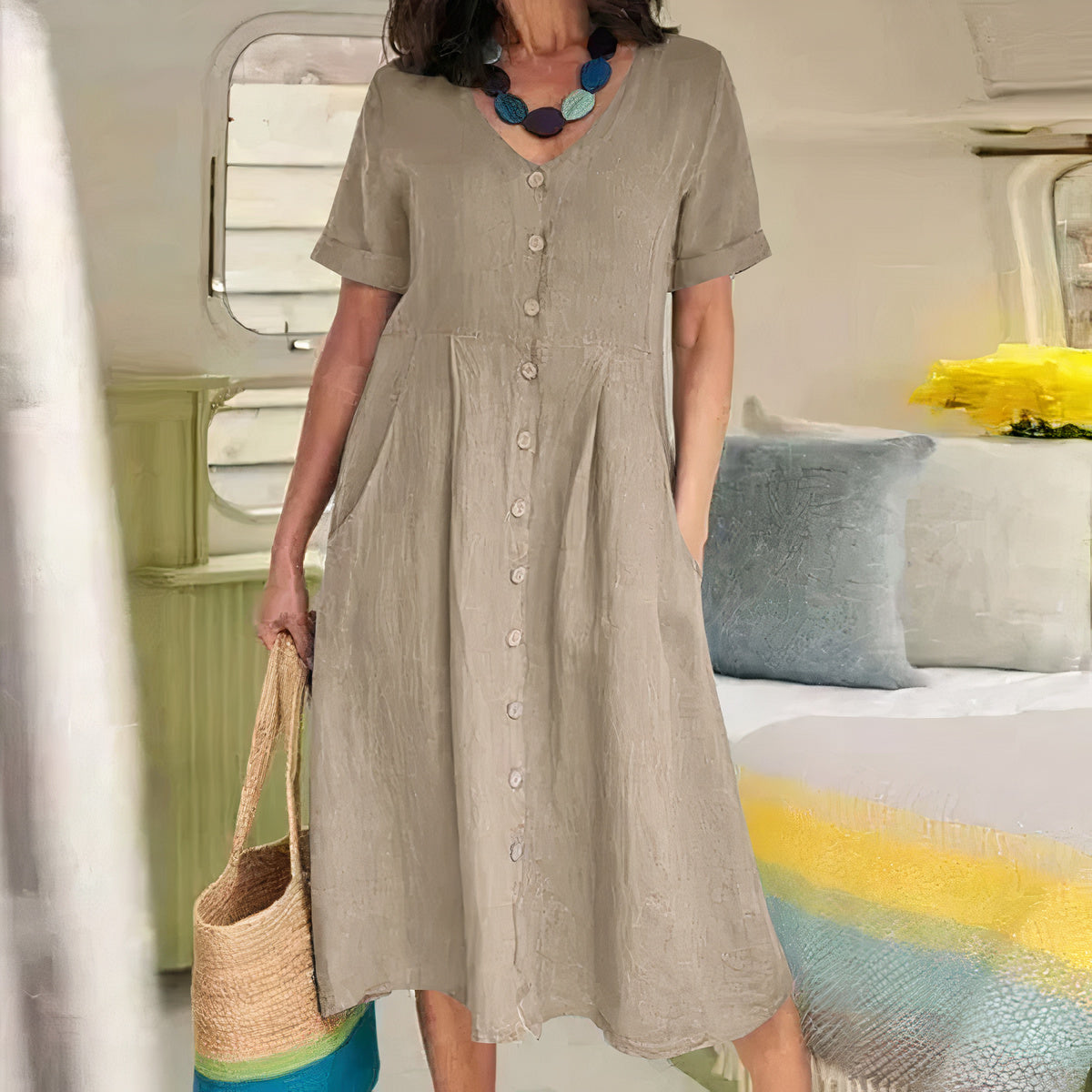 Marisa – Losvallende zomerjurk met relaxte pasvorm