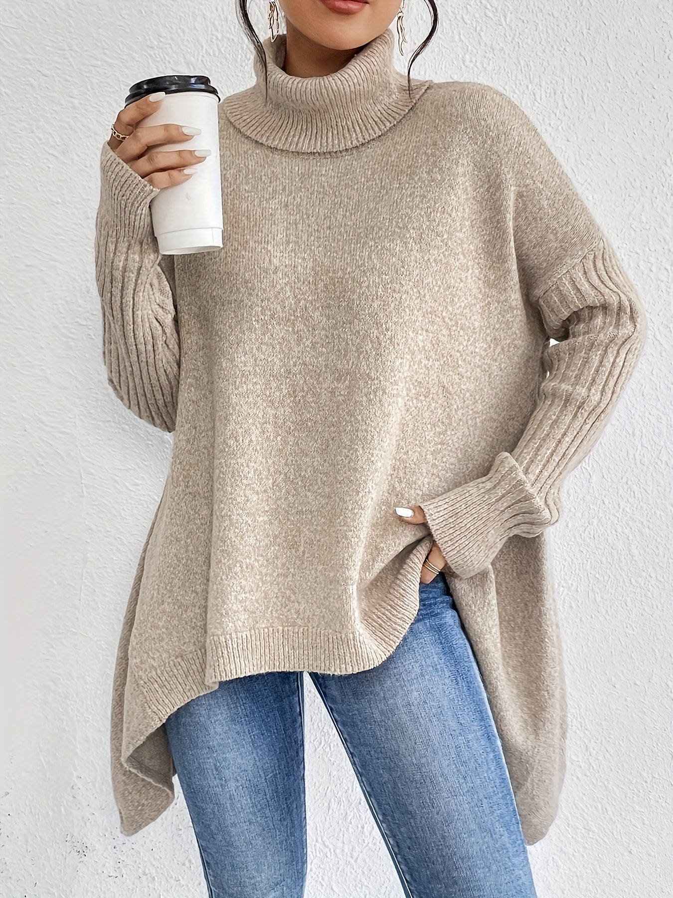 Dames coltrui | Oversized model met hoge kraag en moderne pasvorm