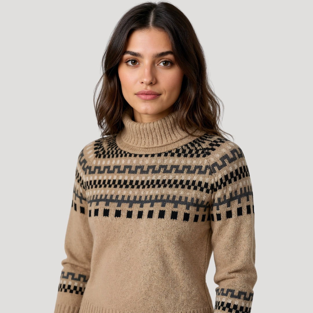 Dames Oversized Gebreide Wintertrui met Fair Isle Patroon | Warm en Comfortabel