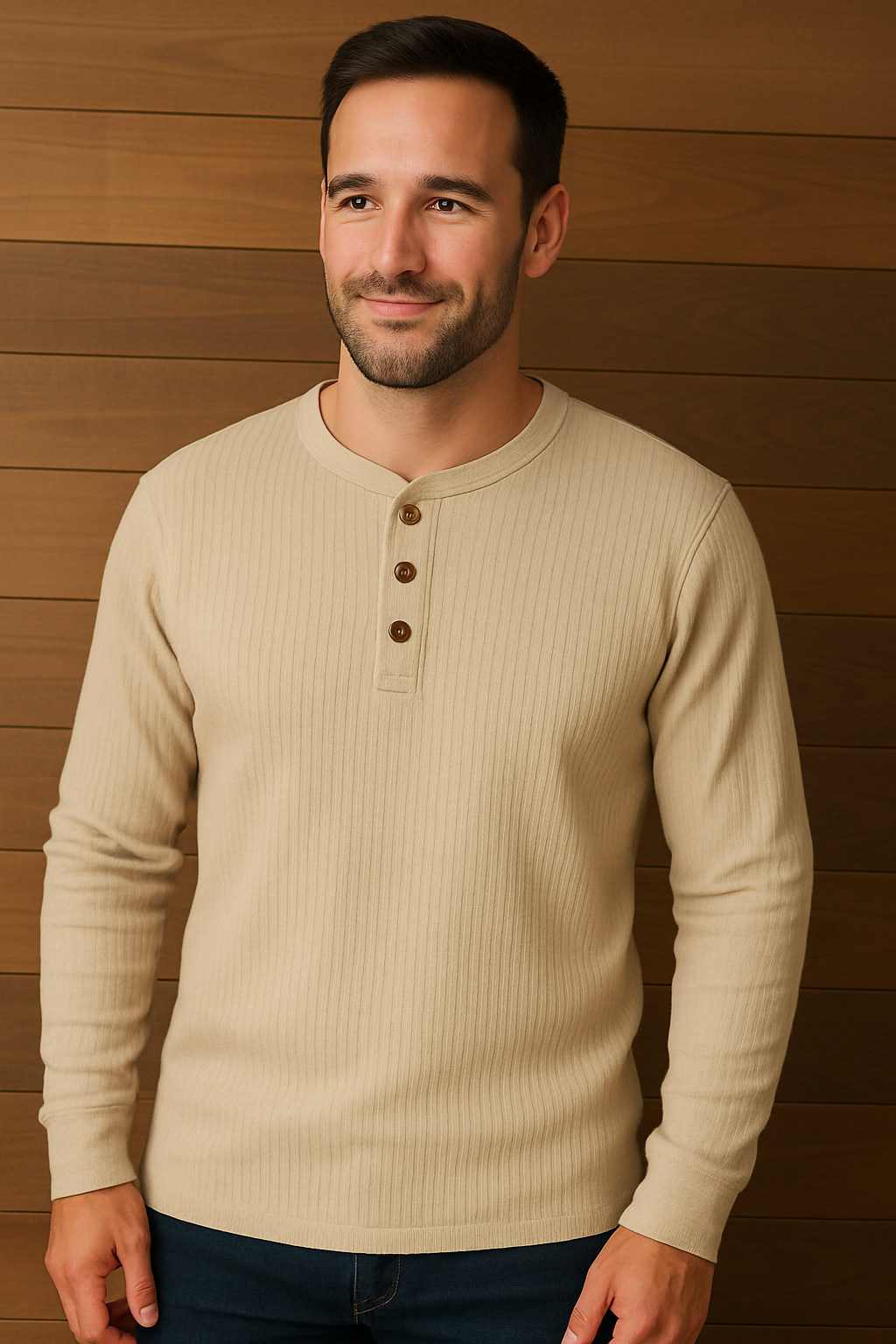 Heren Henley shirt | Casual longsleeve met knoopsluiting