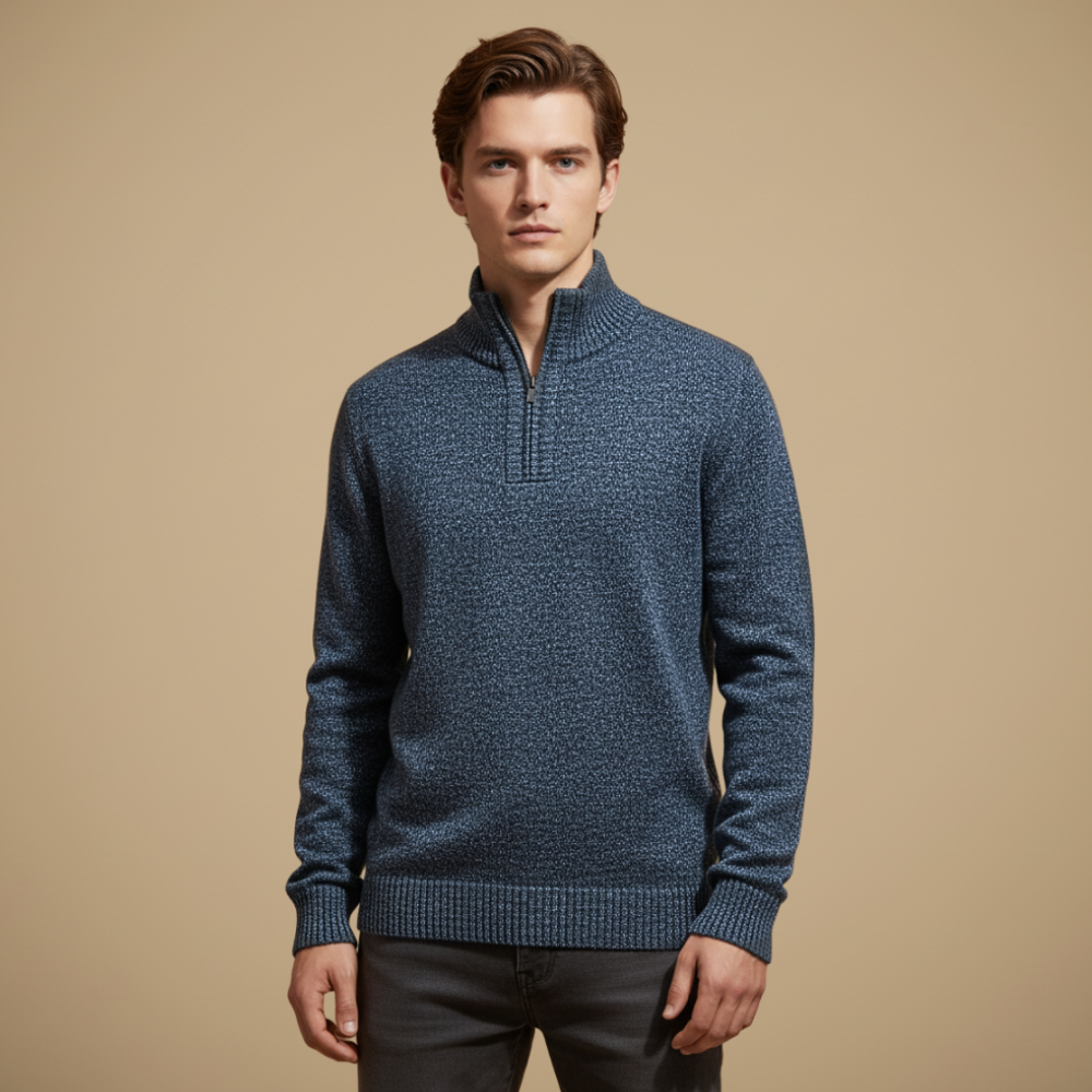 Heren Half-Zip Trui met Col | Moderne Pasvorm en Verzorgde Uitstraling