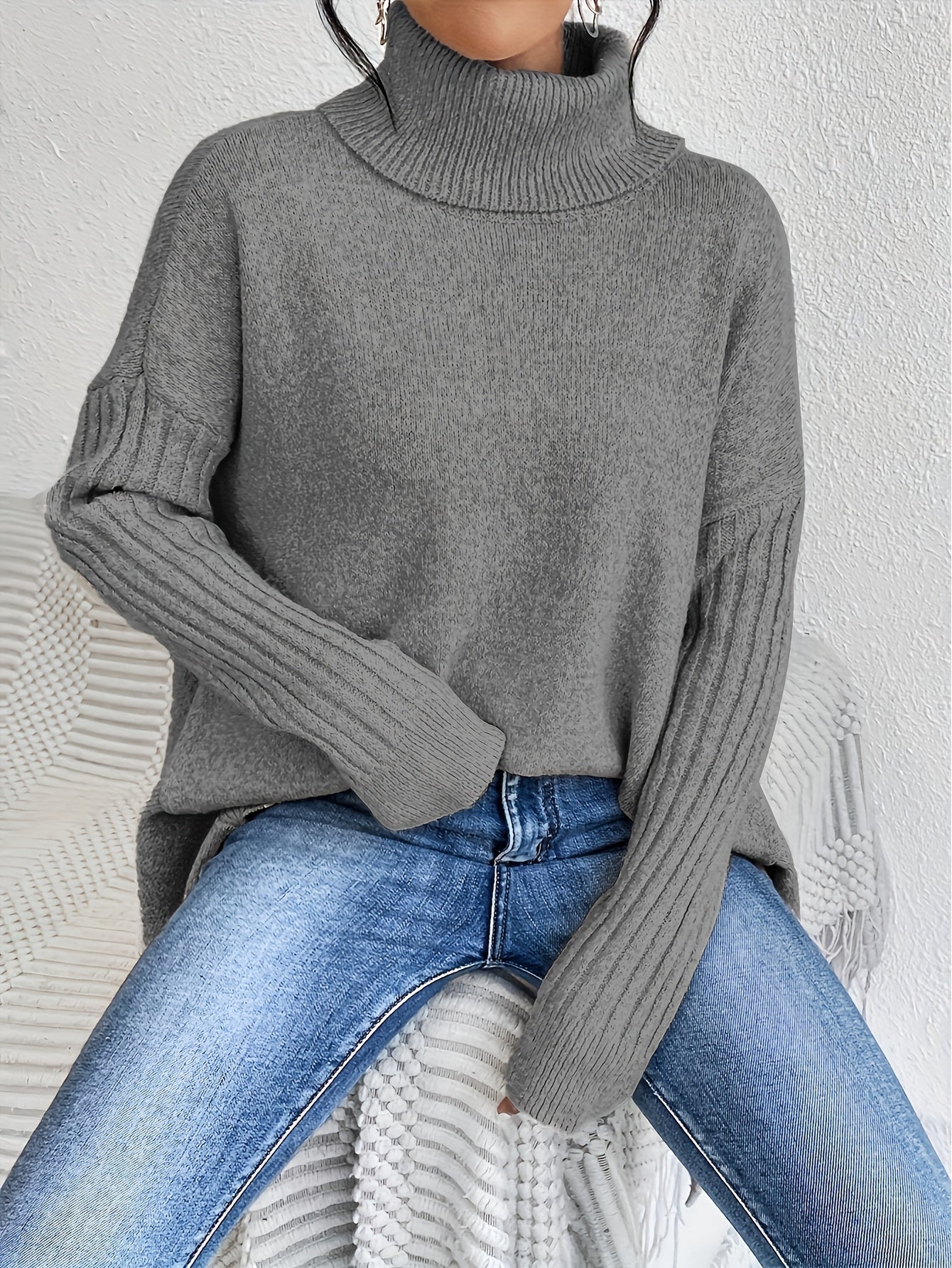 Dames coltrui | Oversized model met hoge kraag en moderne pasvorm
