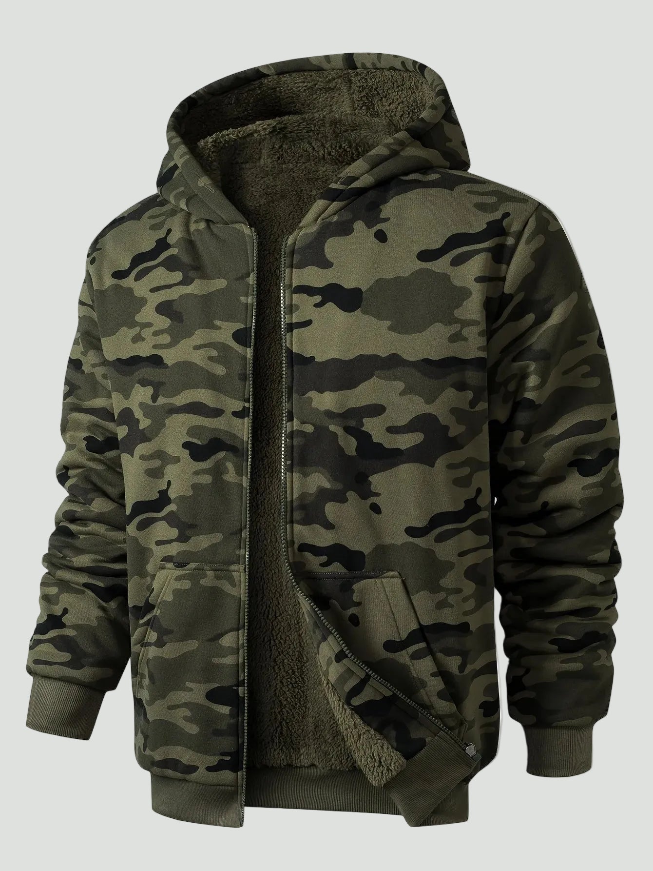 Heren Camouflage Outdoor Hoodie met Fleecevoering
