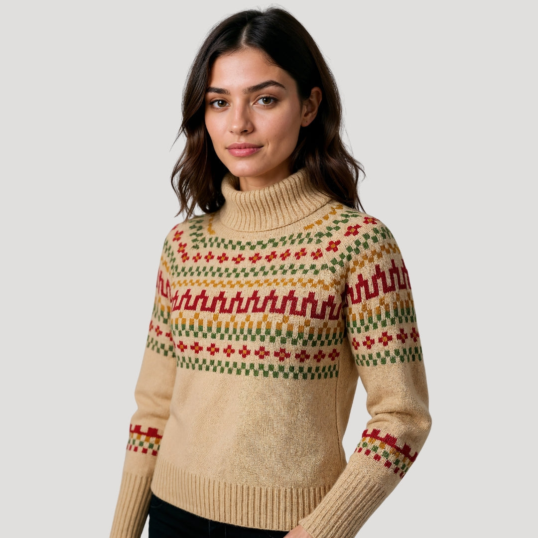 Dames Oversized Gebreide Wintertrui met Fair Isle Patroon | Warm en Comfortabel