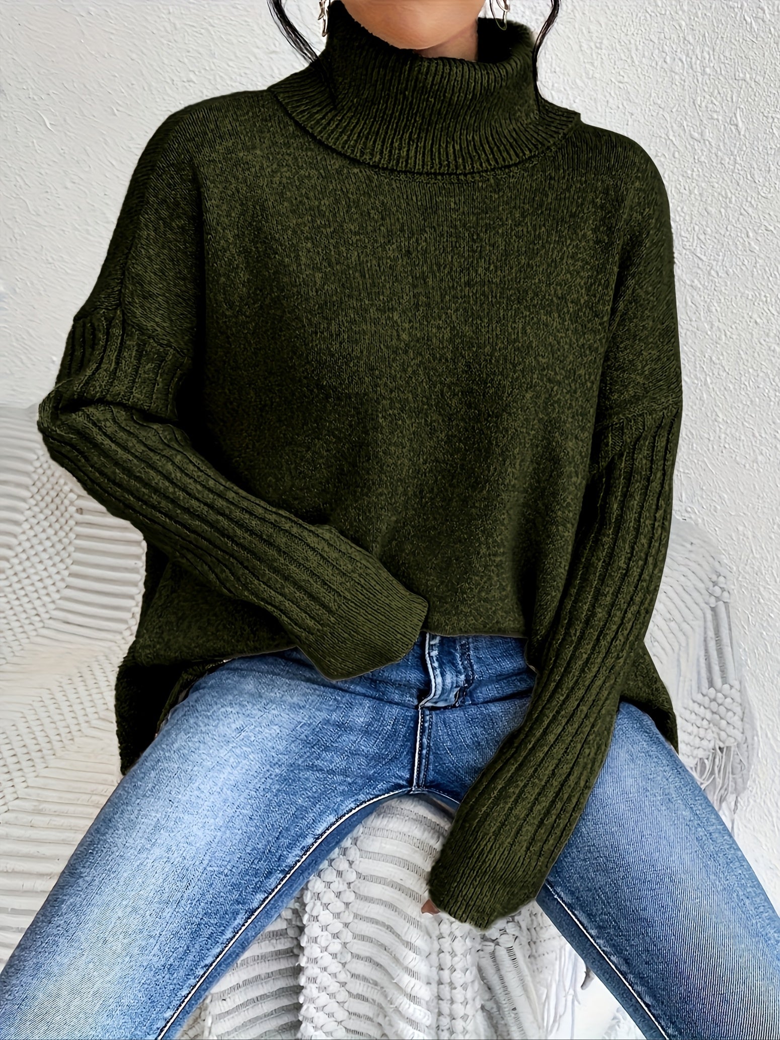 Dames coltrui | Oversized model met hoge kraag en moderne pasvorm