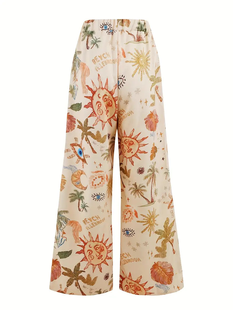 Mode Outlet | Boho Broek met Wijde Pijpen – Mystieke Print & Relaxte Pasvorm