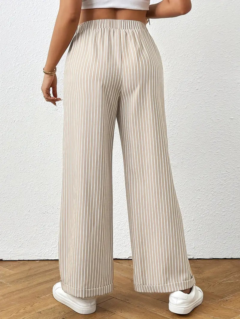 Mode Outlet | Stijlvolle Gestreepte Broek met Wijde Pijpen