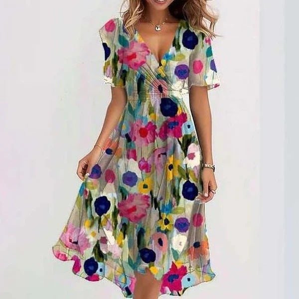 Bloemenprint chiffon midi-jurk – Luchtig en vrouwelijk