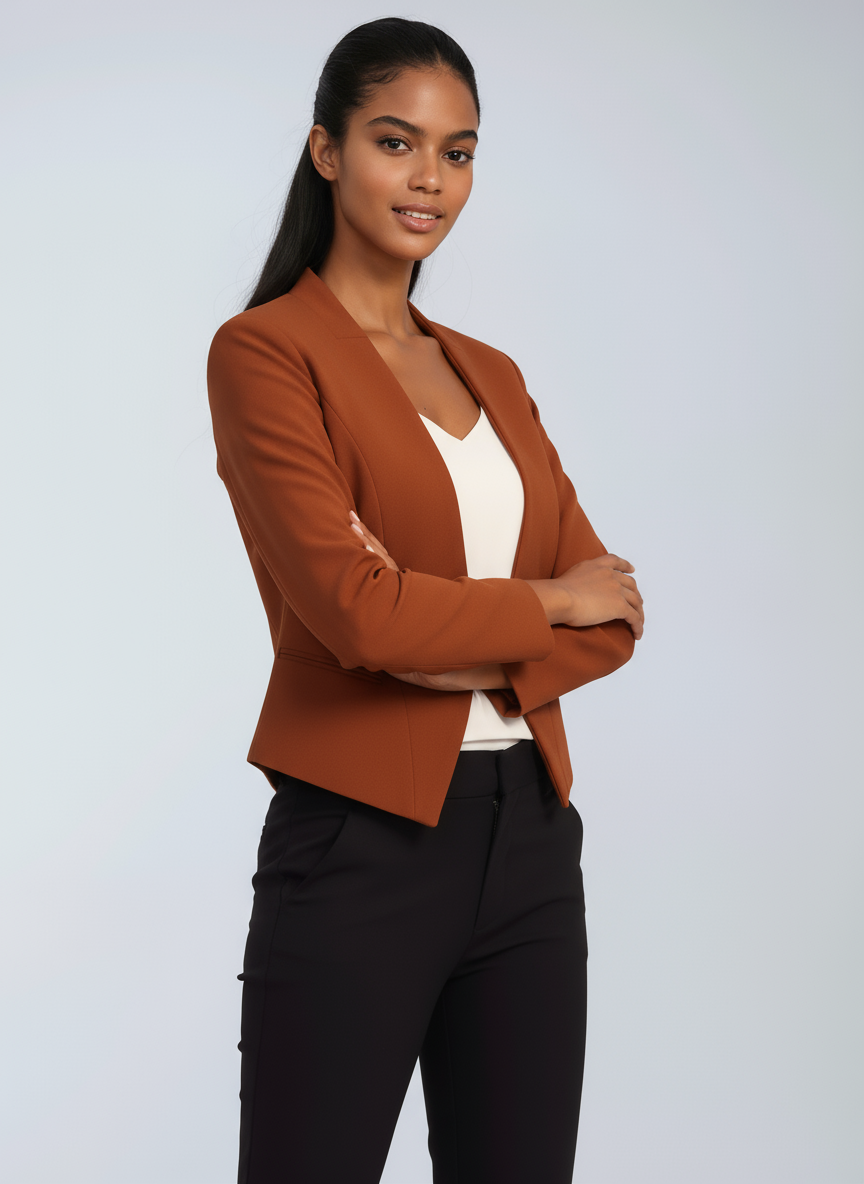 Dames Blazer | Cropped Colbert met Elegante Lijnen