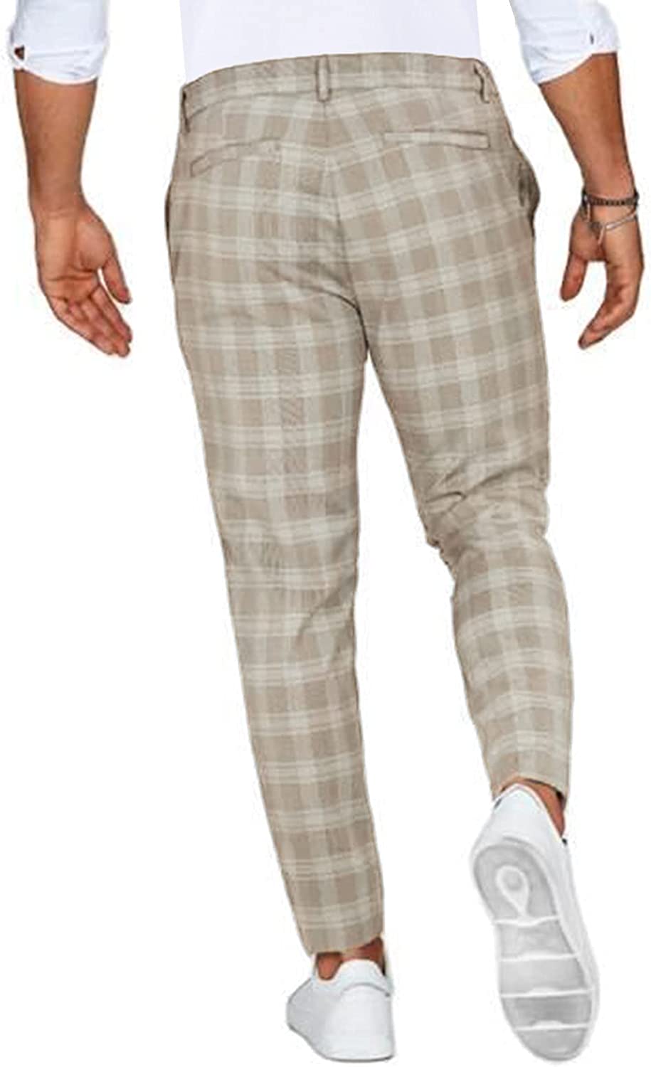 Lars Heren Chino Broek met Ruitenpatroon - Comfortabele Slim Fit Pantalon Heren-2