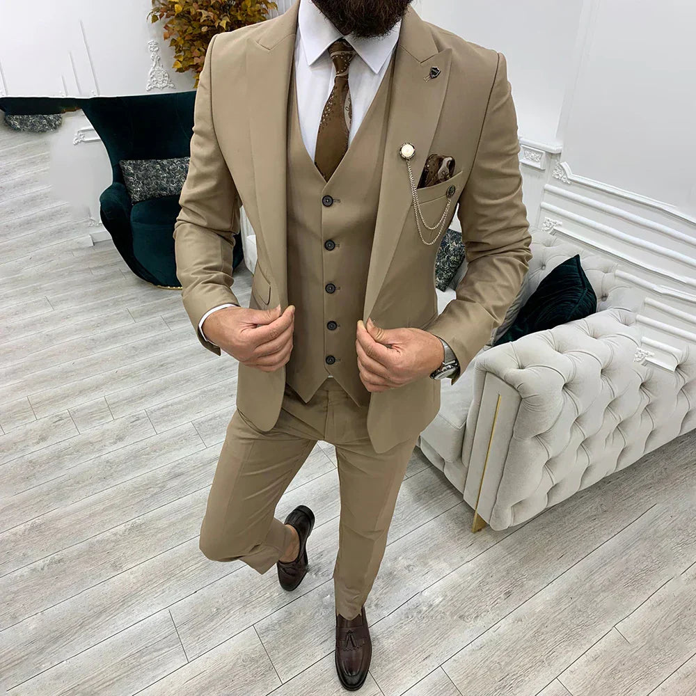 Heren Slim Fit Pak – 3-Delig Business Kostuum Voor Zakelijke Gelegenheden