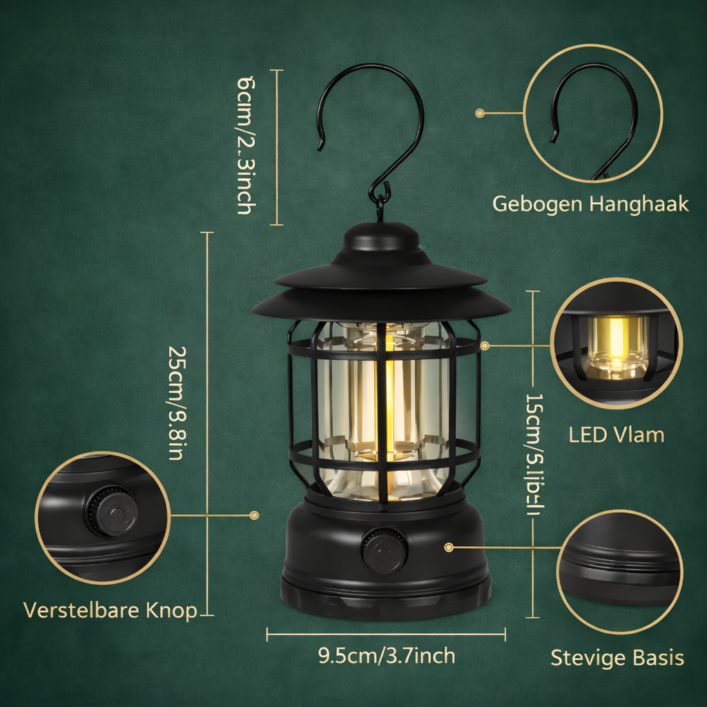 Oplaadbare LED Campinglamp – Verstelbare Helderheid voor Outdoor Verlichting