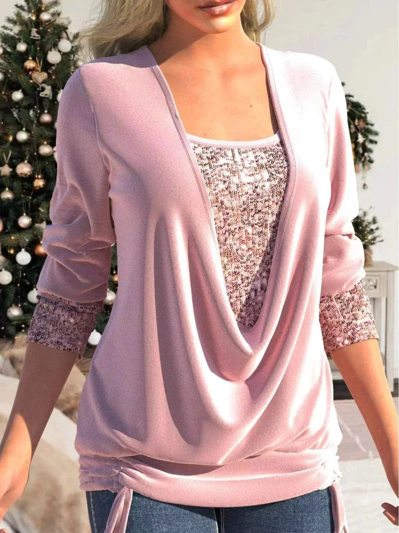 Livia | Comfortabele Damesblouse met Glitteraccenten – Elegant & Stijlvol