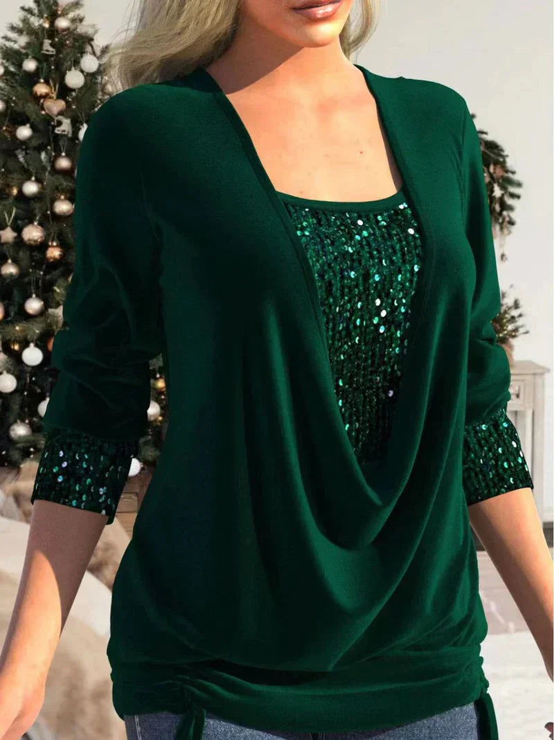 Livia | Comfortabele Damesblouse met Glitteraccenten – Elegant & Stijlvol