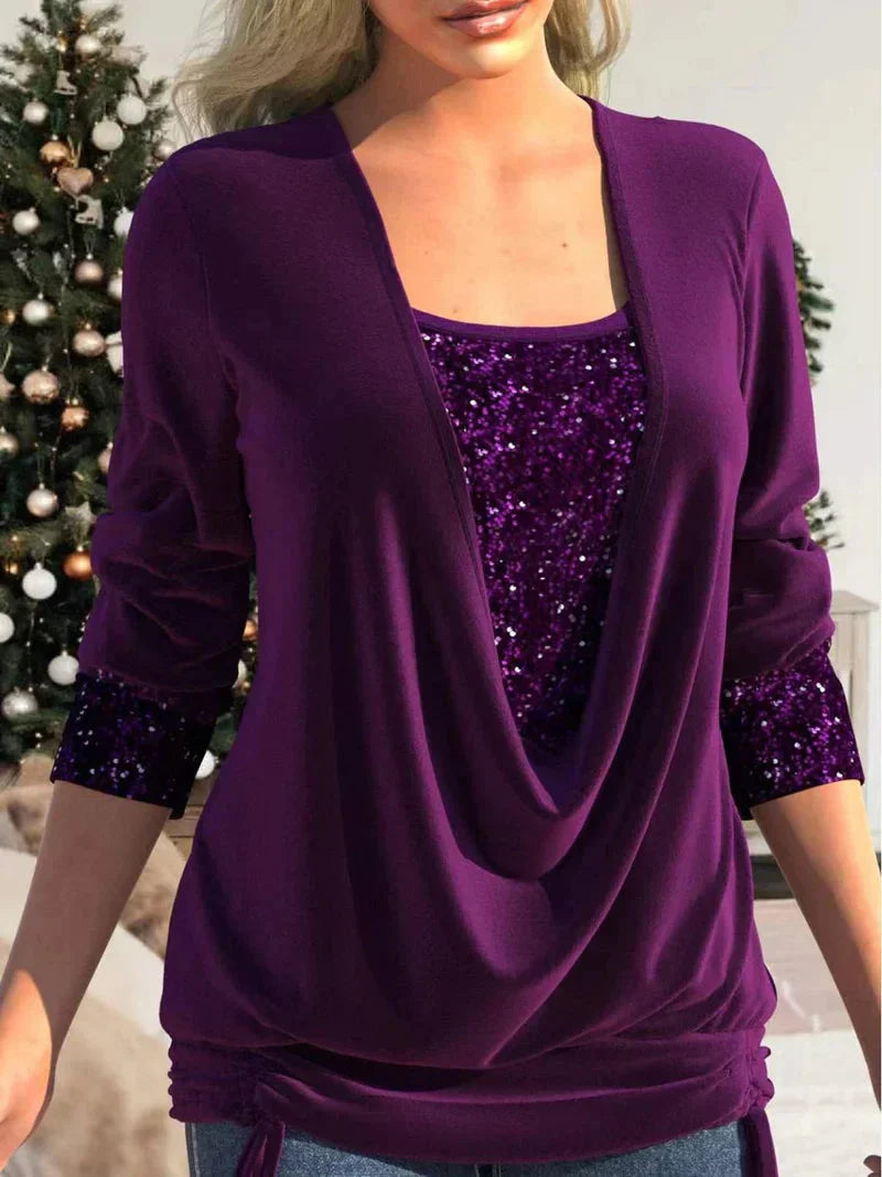 Livia | Comfortabele Damesblouse met Glitteraccenten – Elegant & Stijlvol