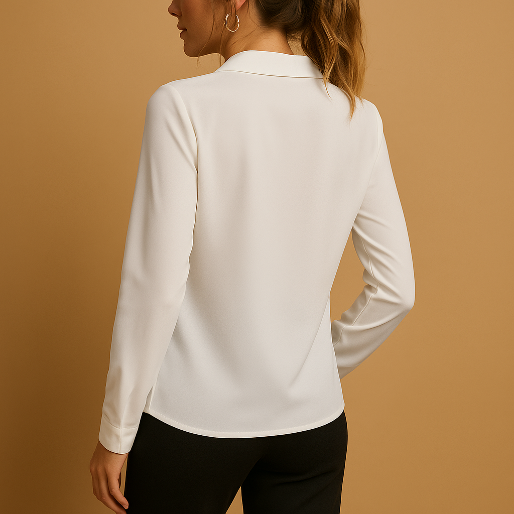 Dames Effen Blouse met Klassieke Kraag | Tijdloze stijl met vrouwelijke pasvorm