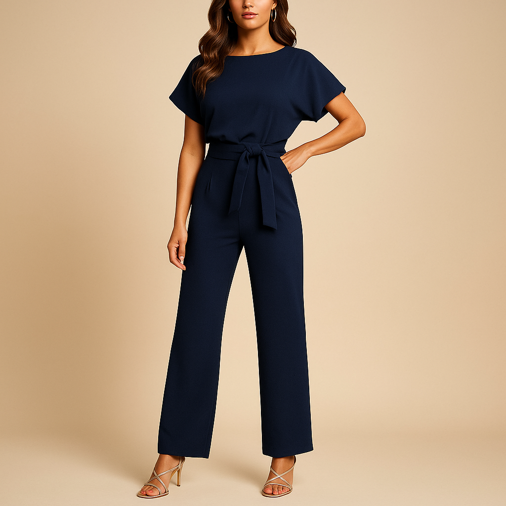 Dames jumpsuit met veterdetail | Getailleerd & elegant