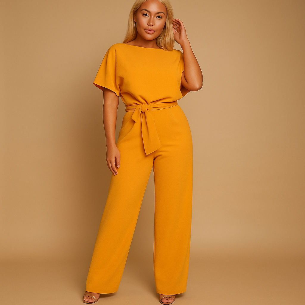 Dames jumpsuit met veterdetail | Getailleerd & elegant