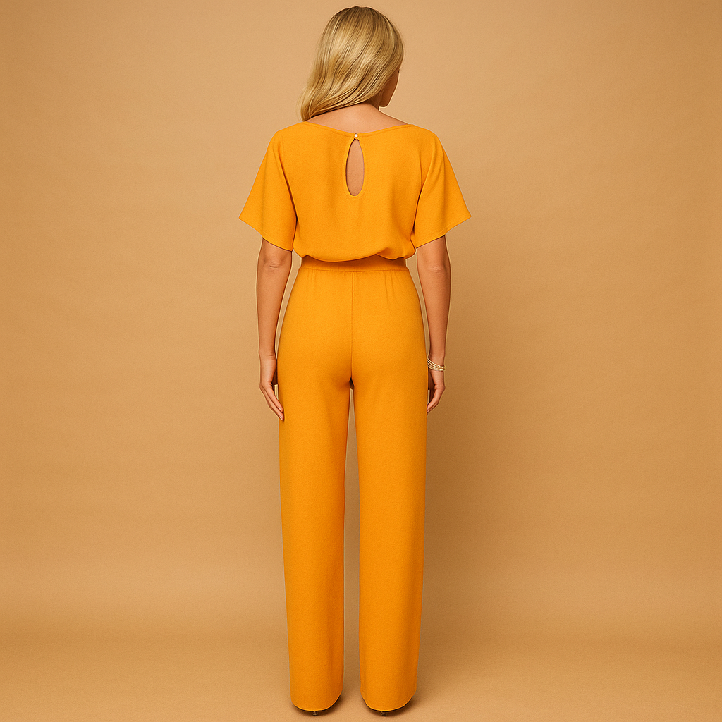 Dames jumpsuit met veterdetail | Getailleerd & elegant
