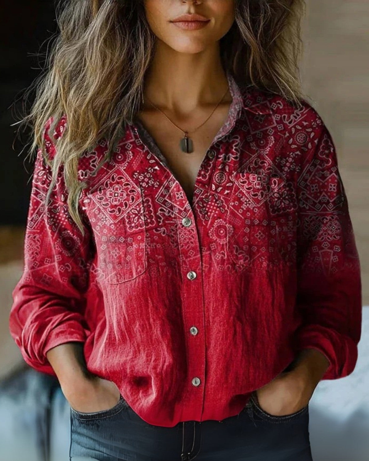 Dames Blouse | Losse pasvorm met vintage details