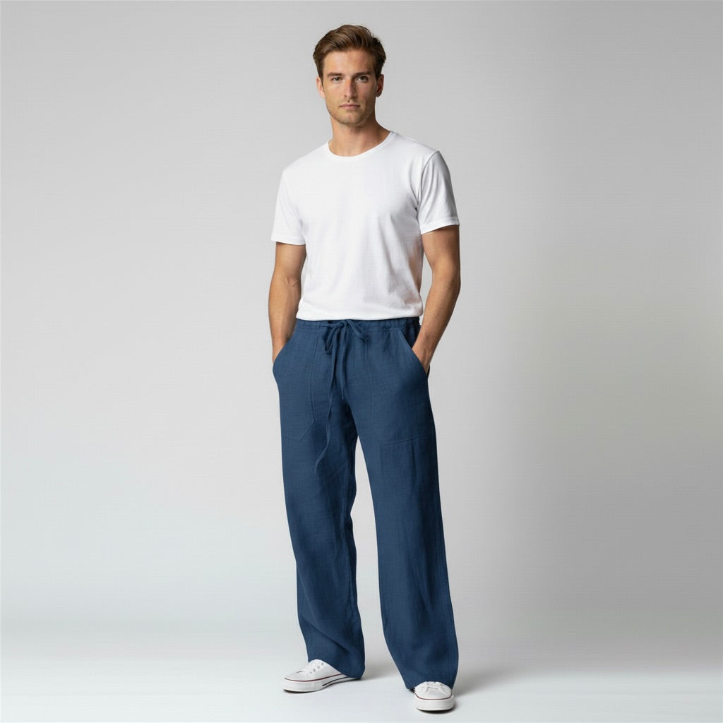 Linnen Heren Vrijetijdsbroek met Ontspannen Pasvorm en Tijdloze Stijl