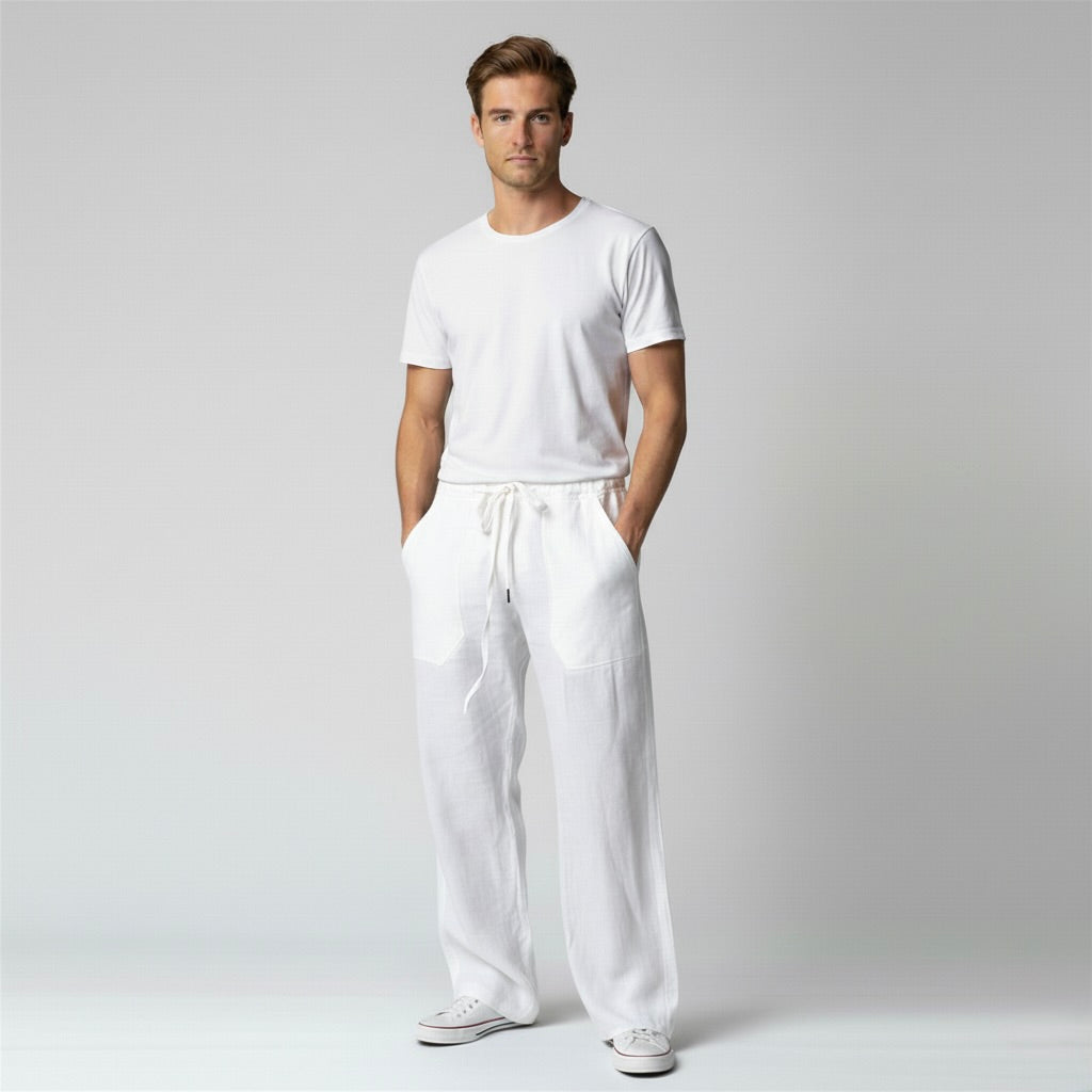 Linnen Heren Vrijetijdsbroek met Ontspannen Pasvorm en Tijdloze Stijl