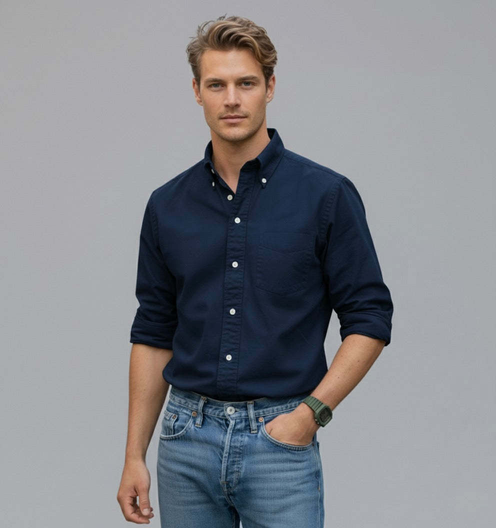 Heren Overhemd met Lange Mouwen en Tijdloze Stijl