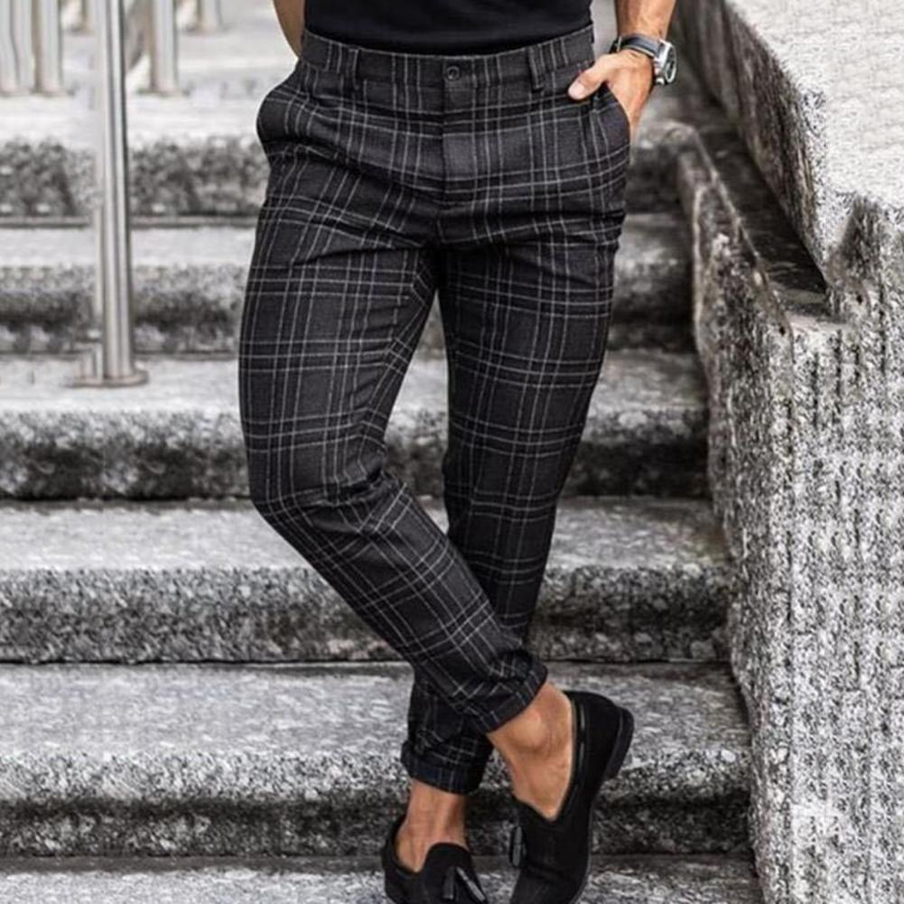 Lars Heren Chino Broek met Ruitenpatroon - Comfortabele Slim Fit Pantalon Heren-1