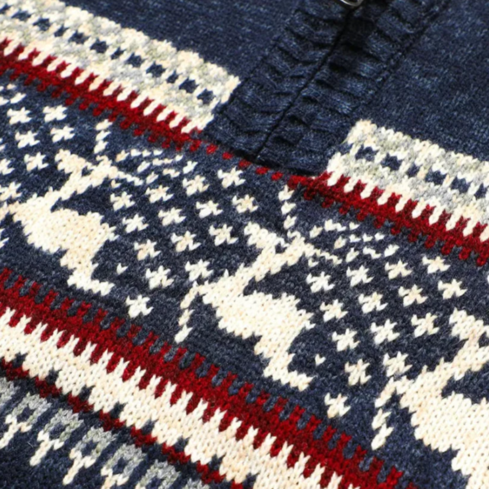 Heren Kersttrui met Nordic Inspiratie en Half-Zip Rits