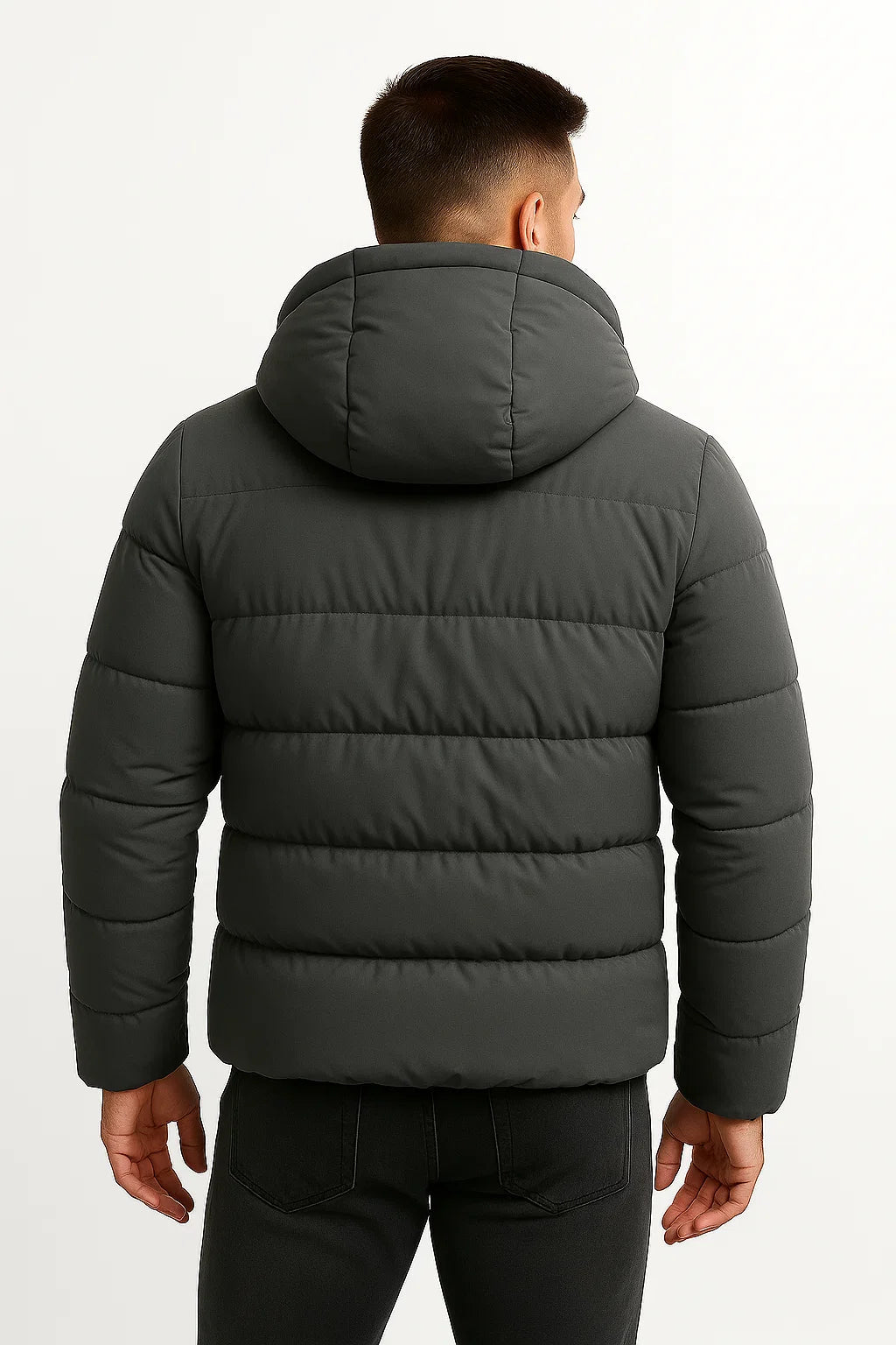 Puffer Jas Heren – Gewatteerde winterjas van katoenmix met capuchon