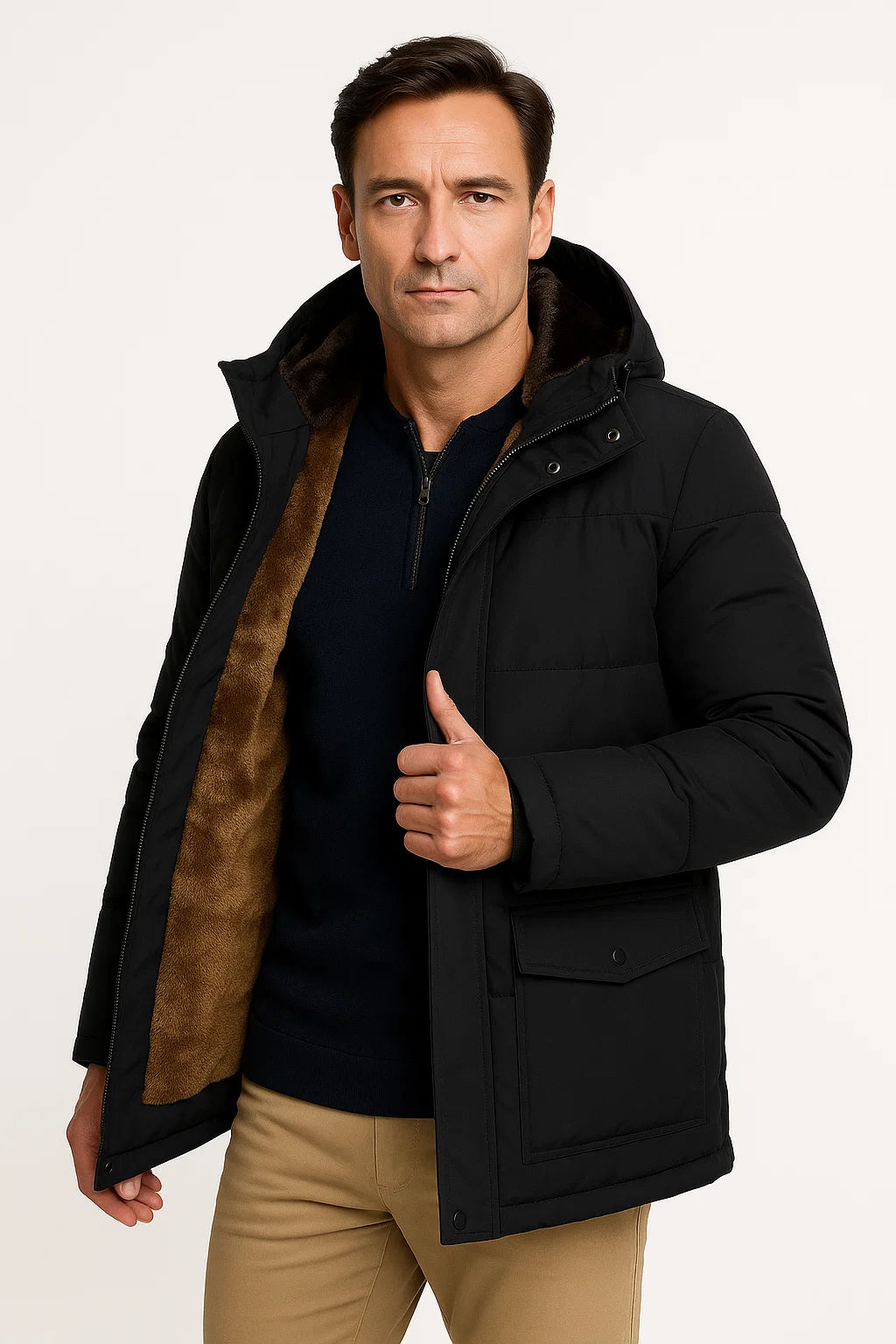 Oversized Heren Winterjas – Gewatteerde Jas met Capuchon